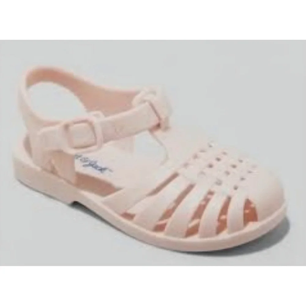 Cat & Jack Kids Sunny Jelly Sandals Pink Caged Fisherman Shoes Size 11 NWT